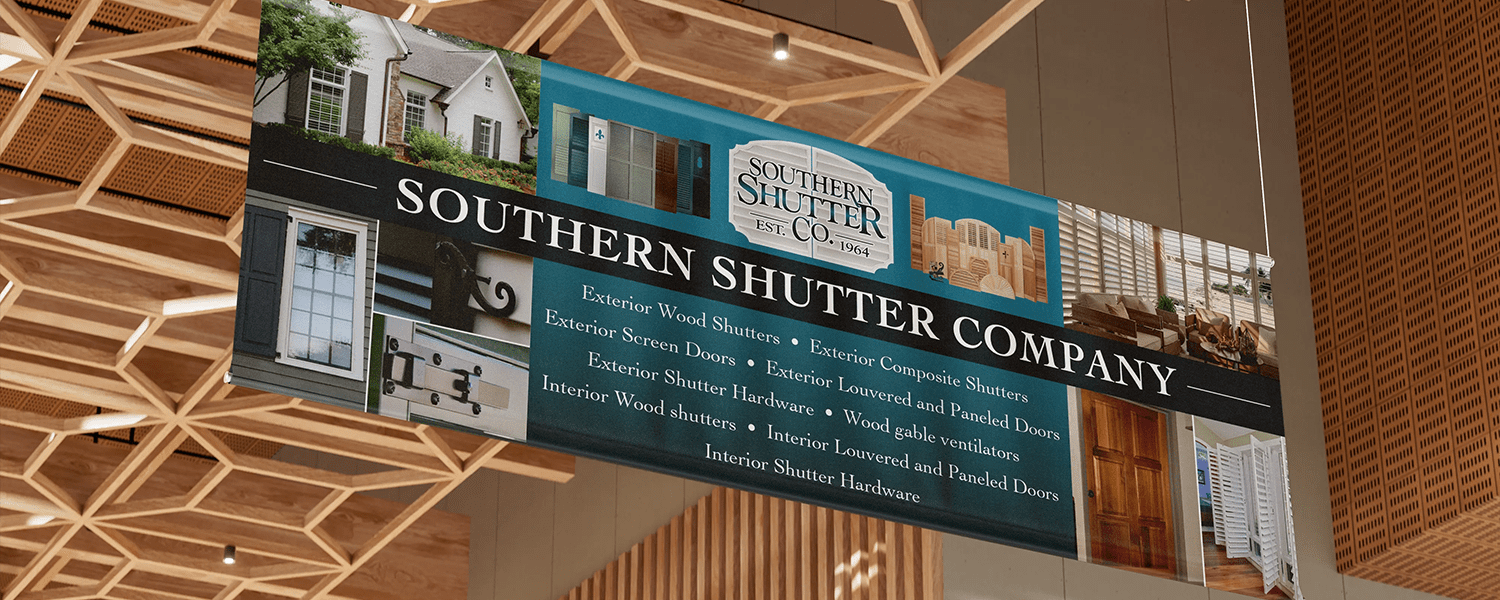 Southern Shutter Company banner and marketing materials designed by Script Marketing