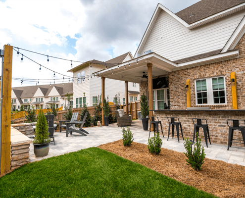 A beautiful backyard lawn designed and built by R&R Landscaping.