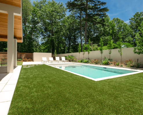 A beautiful backyard lawn designed and built by R&R Landscaping.